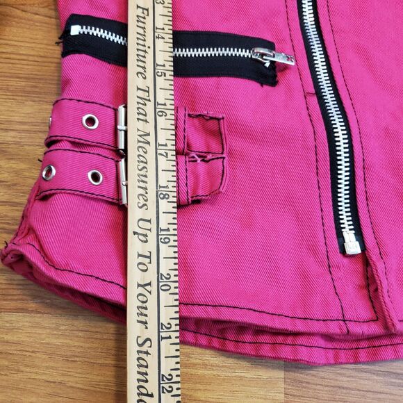 Tripp NYC  pink and black colorblock Moto biker punk Jacket S - Picture 11 of 13